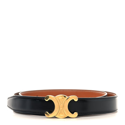 Celine Box Calfskin Reversible Medium 25mm Triomphe 85 34 Belt Black Tan 1 of 5
