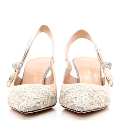 Christian Dior Cotton Ribbon Toile De Jouy J'Adior Slingback 65mm Pumps 36.5 Grey Stone 2 of 11