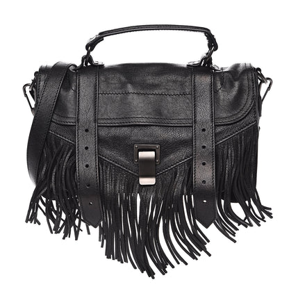 Proenza Schouler Lambskin Tiny Fringe Lux PS1 Satchel Black 1 of 10