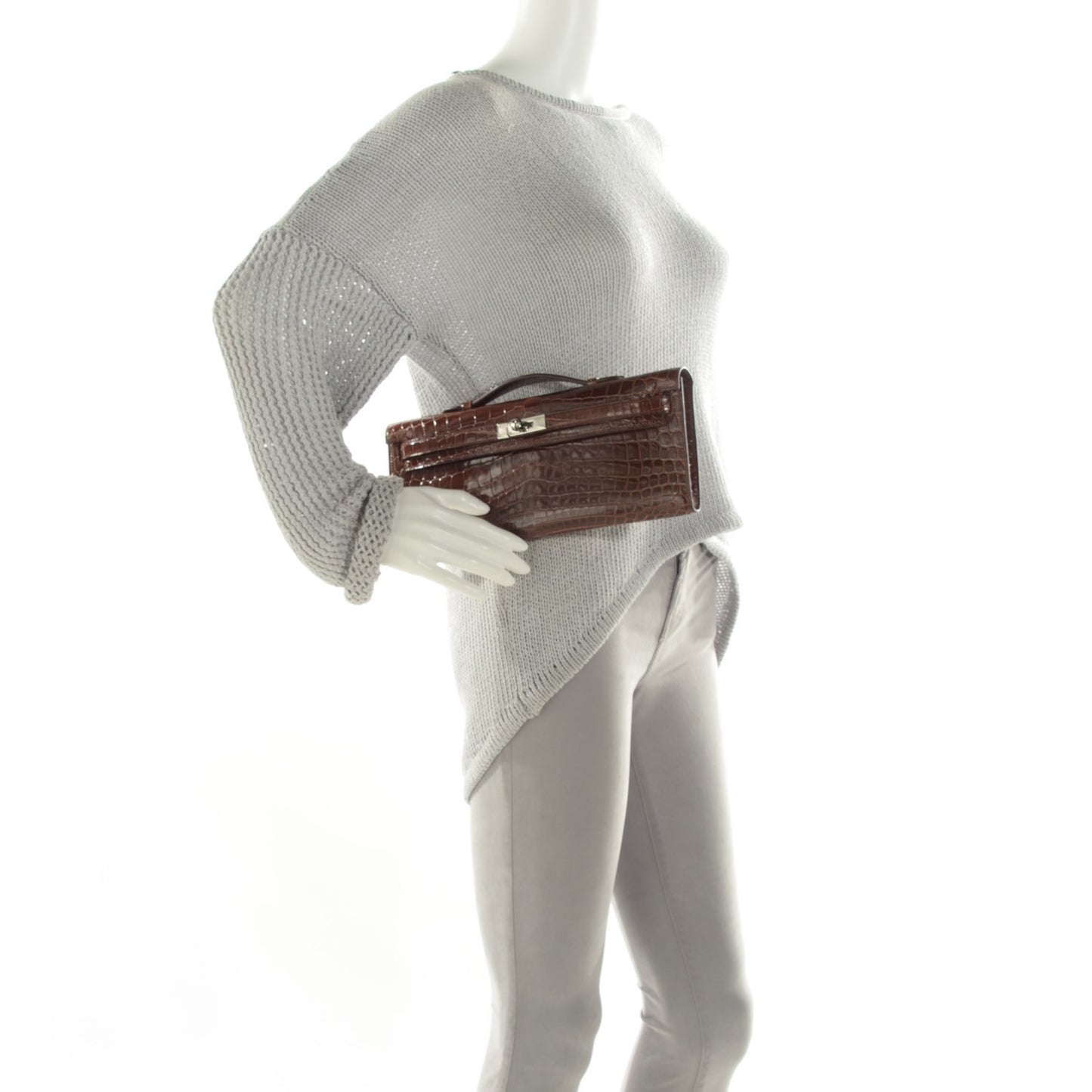 Shiny Niloticus Crocodile Kelly Cut Pochette Miel
