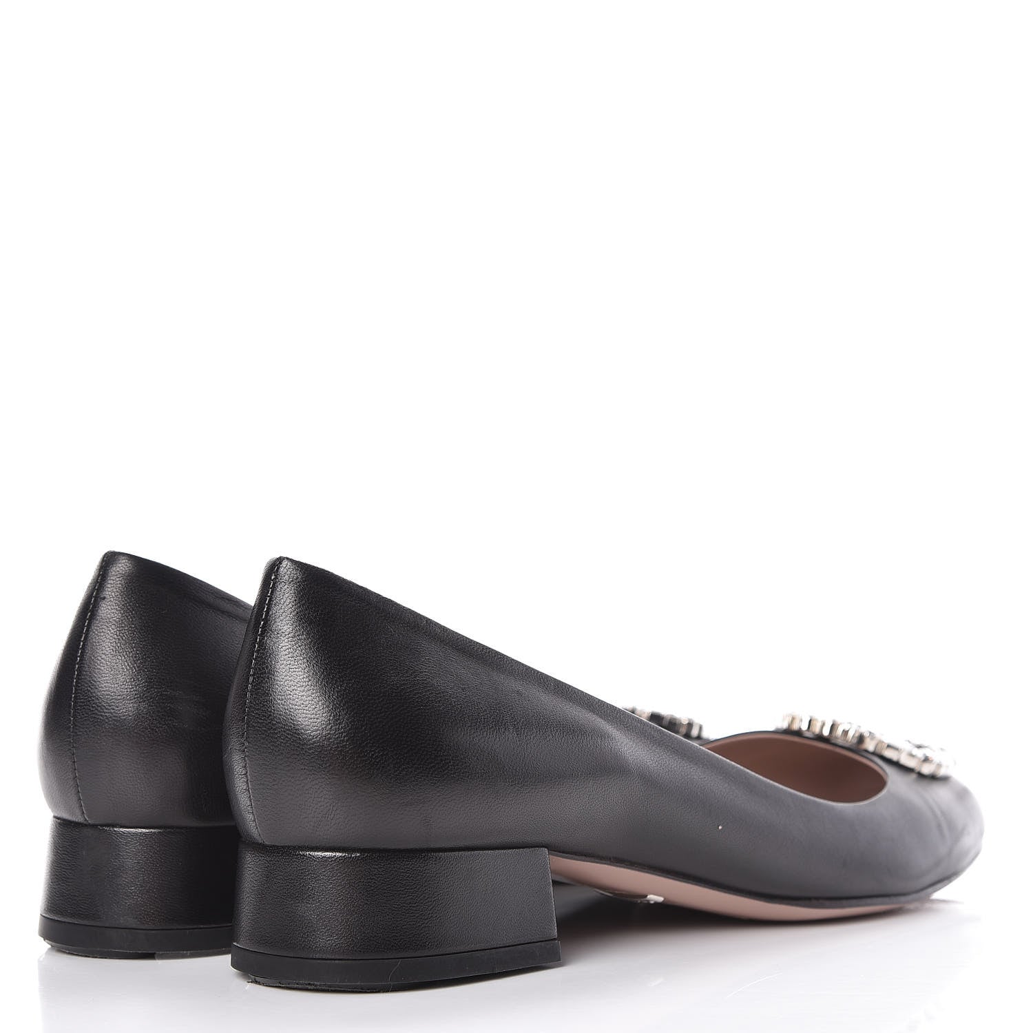 Gucci Nappa Crystal Interlocking G Low Heel Pumps 39 Black 4 of 15