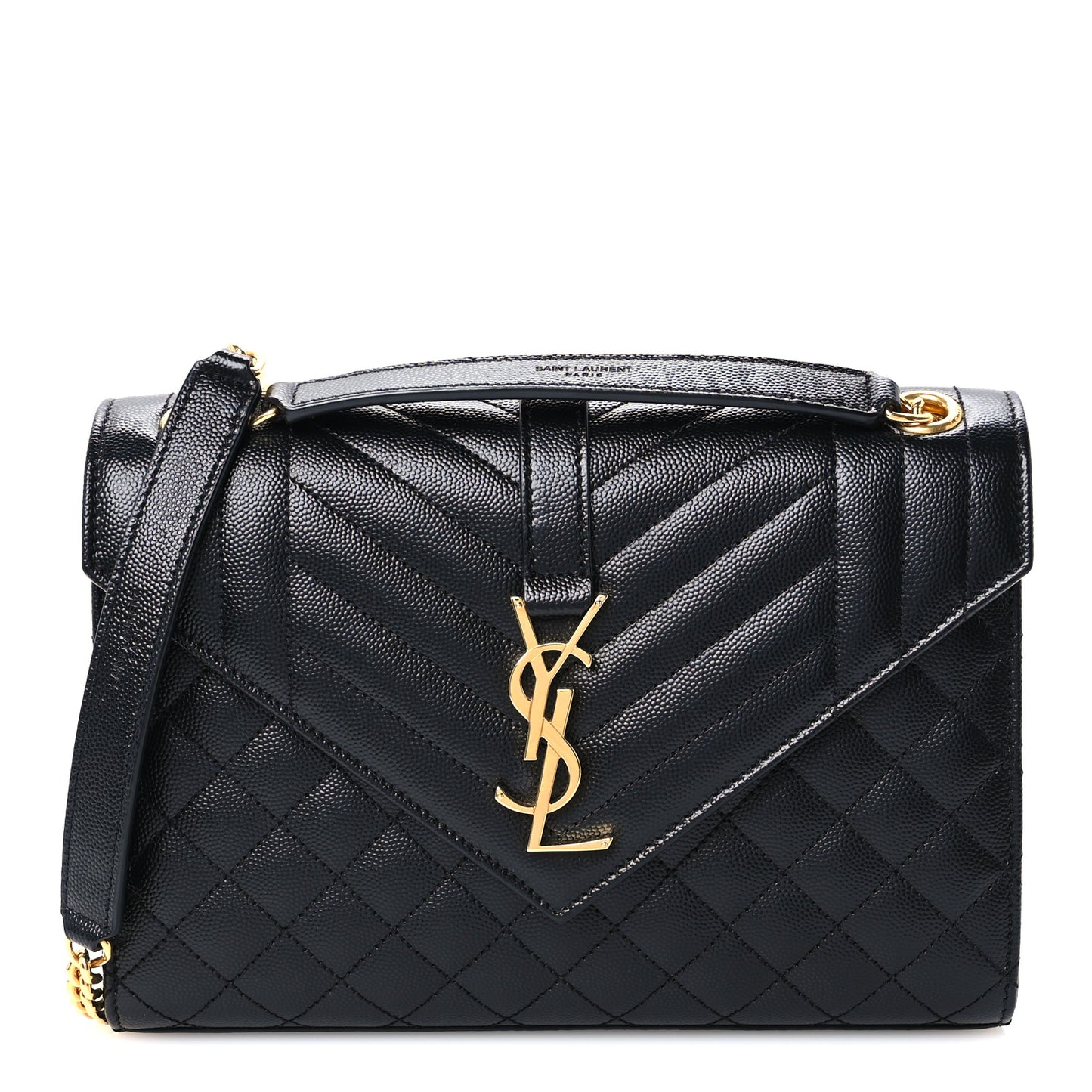 Grain De Poudre Textured Mixed Matelasse Triquilt Medium Monogram Satchel Black
