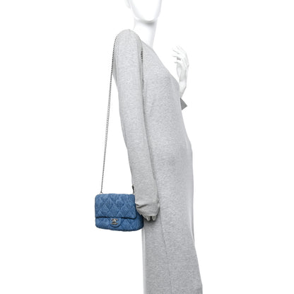 Chanel Denim Quilted Camellia Sweetheart Mini Flap Blue 2 of 10