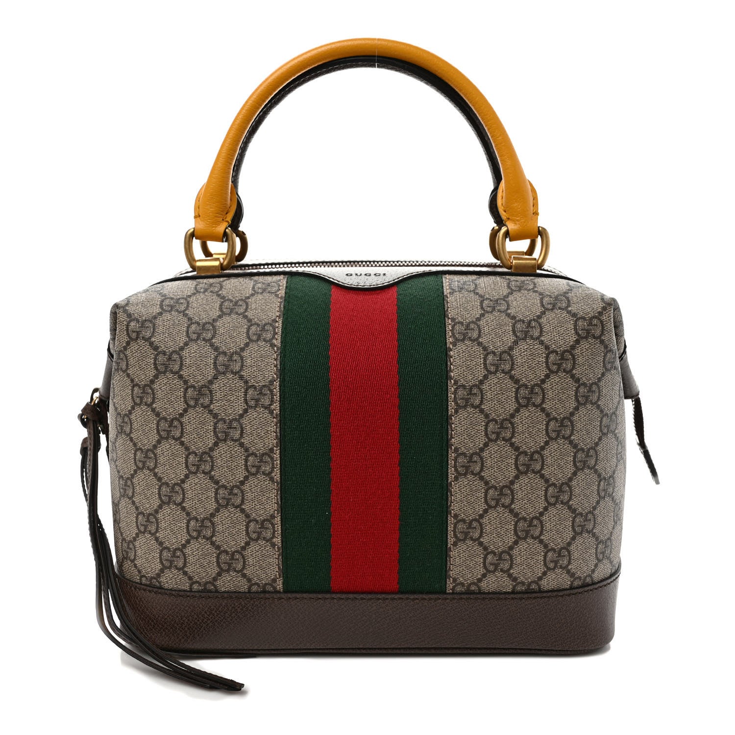 Gucci GG Supreme Monogram Calfskin Web Bowler Top Handle Bag 1 of 8