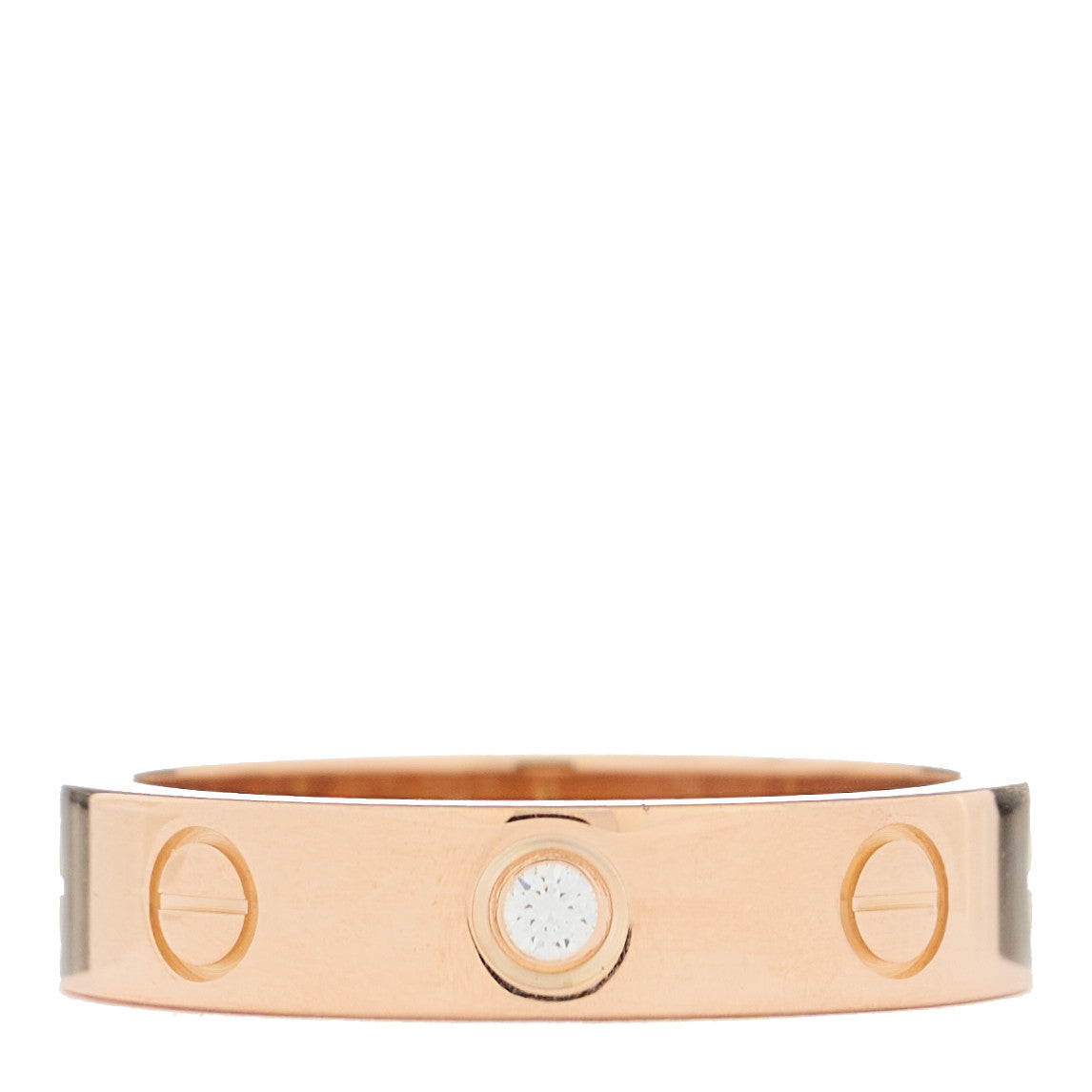 Cartier 18K Pink Gold Diamond 4mm LOVE Wedding Band Ring 49 5 1 of 6