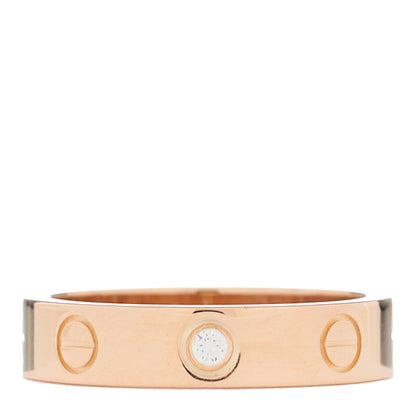 Cartier 18K Pink Gold Diamond 4mm LOVE Wedding Band Ring 49 5 1 of 6