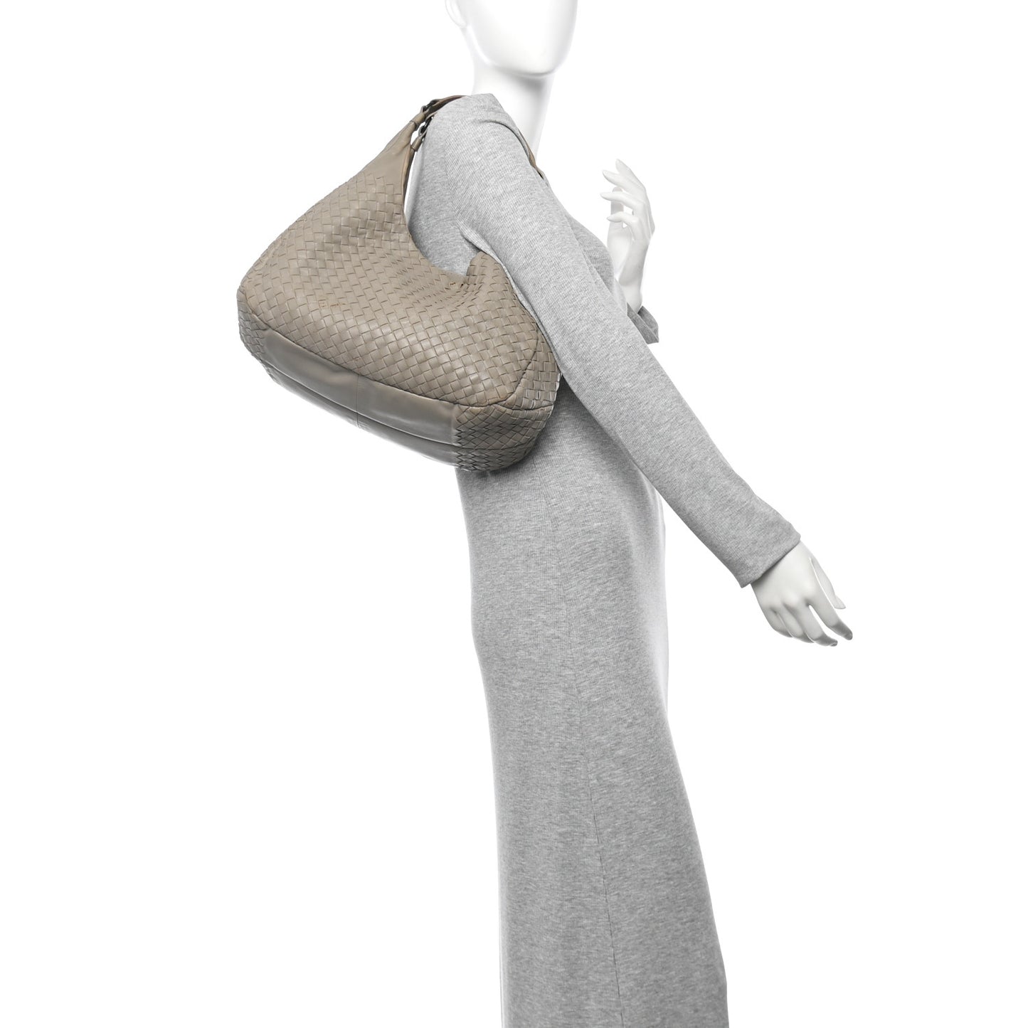 Nappa Intrecciato Medium Campana Hobo Light Grey