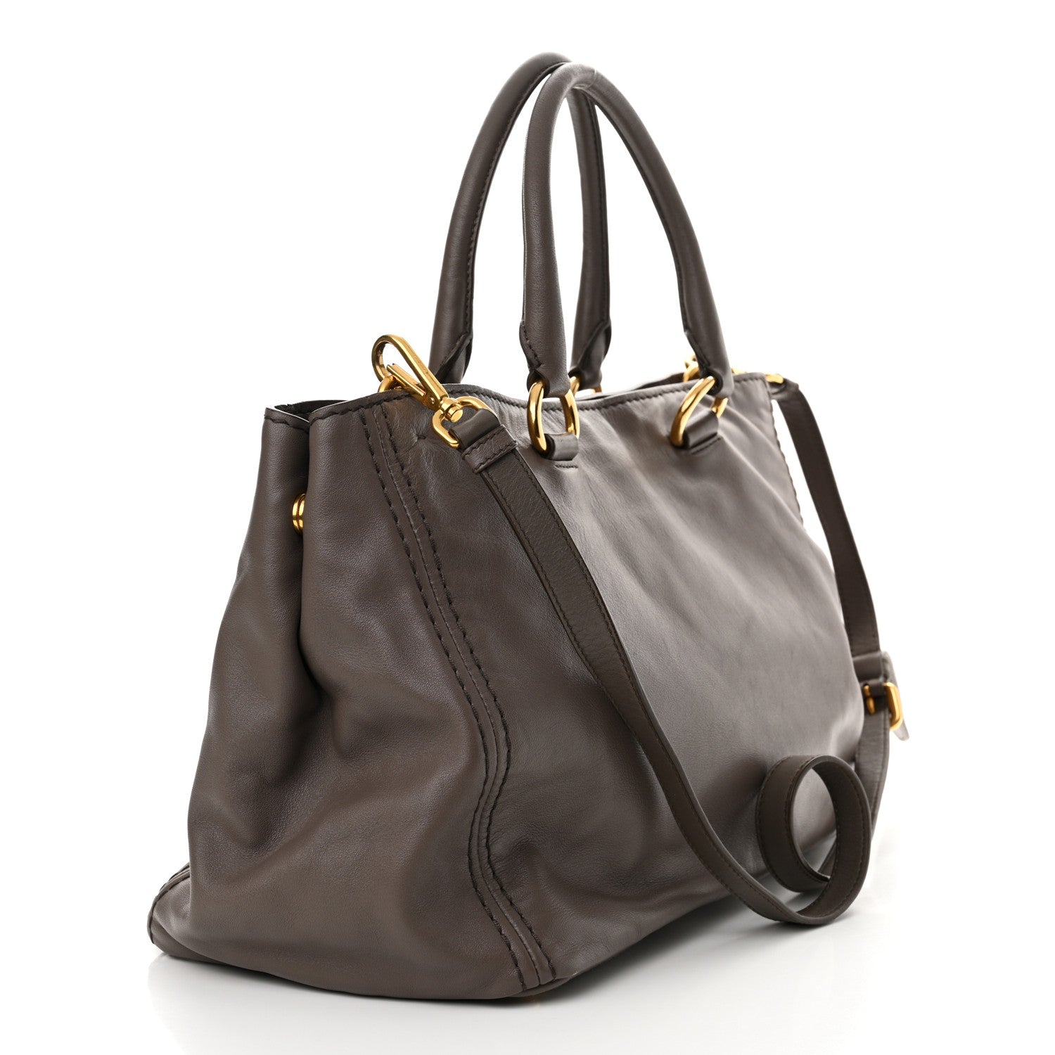 Prada Soft Calfskin Shopping Tote Bambu 3 of 14