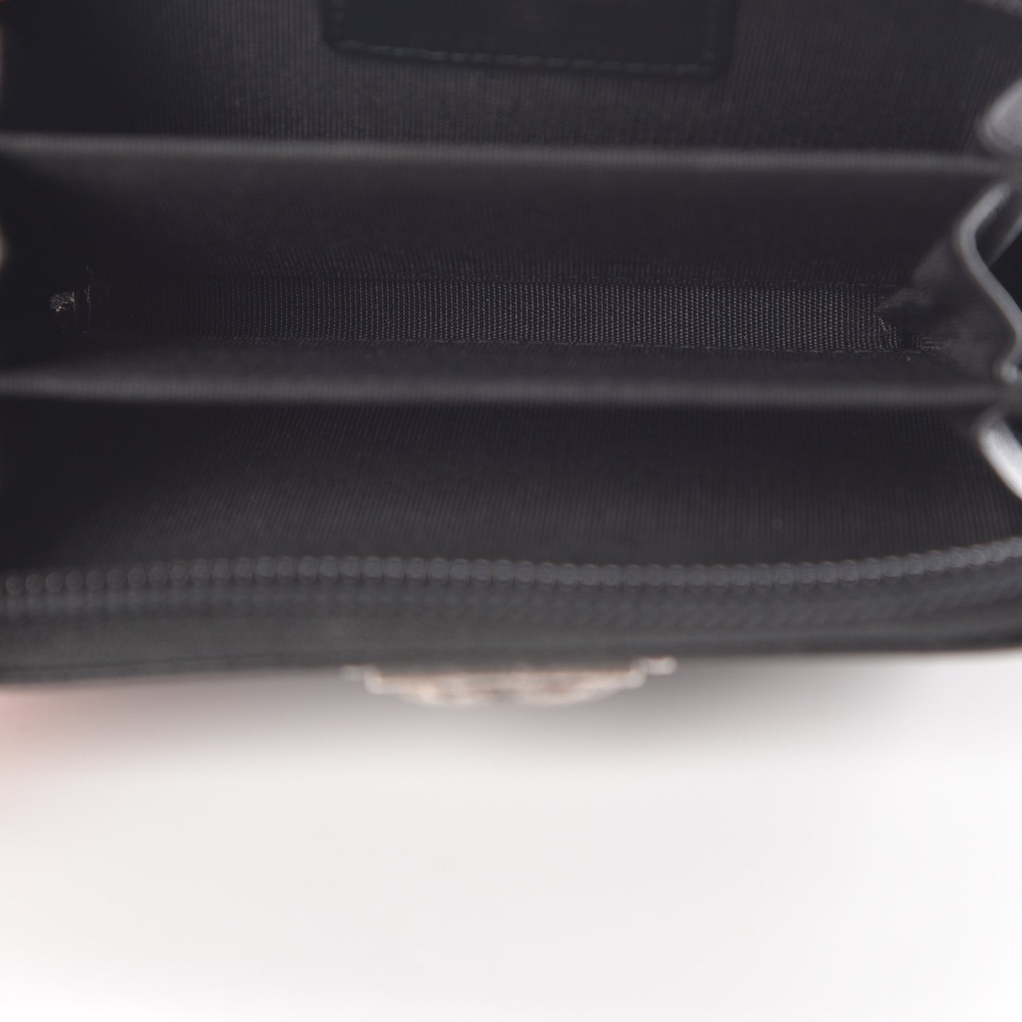 Calfskin Quilted Boy Zip Around Coin Purse Wallet Black