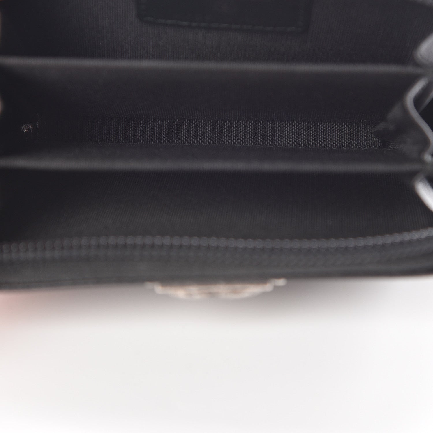 Chanel Calfskin Quilted Boy Zip Around Coin Purse Wallet Black 5 of 9