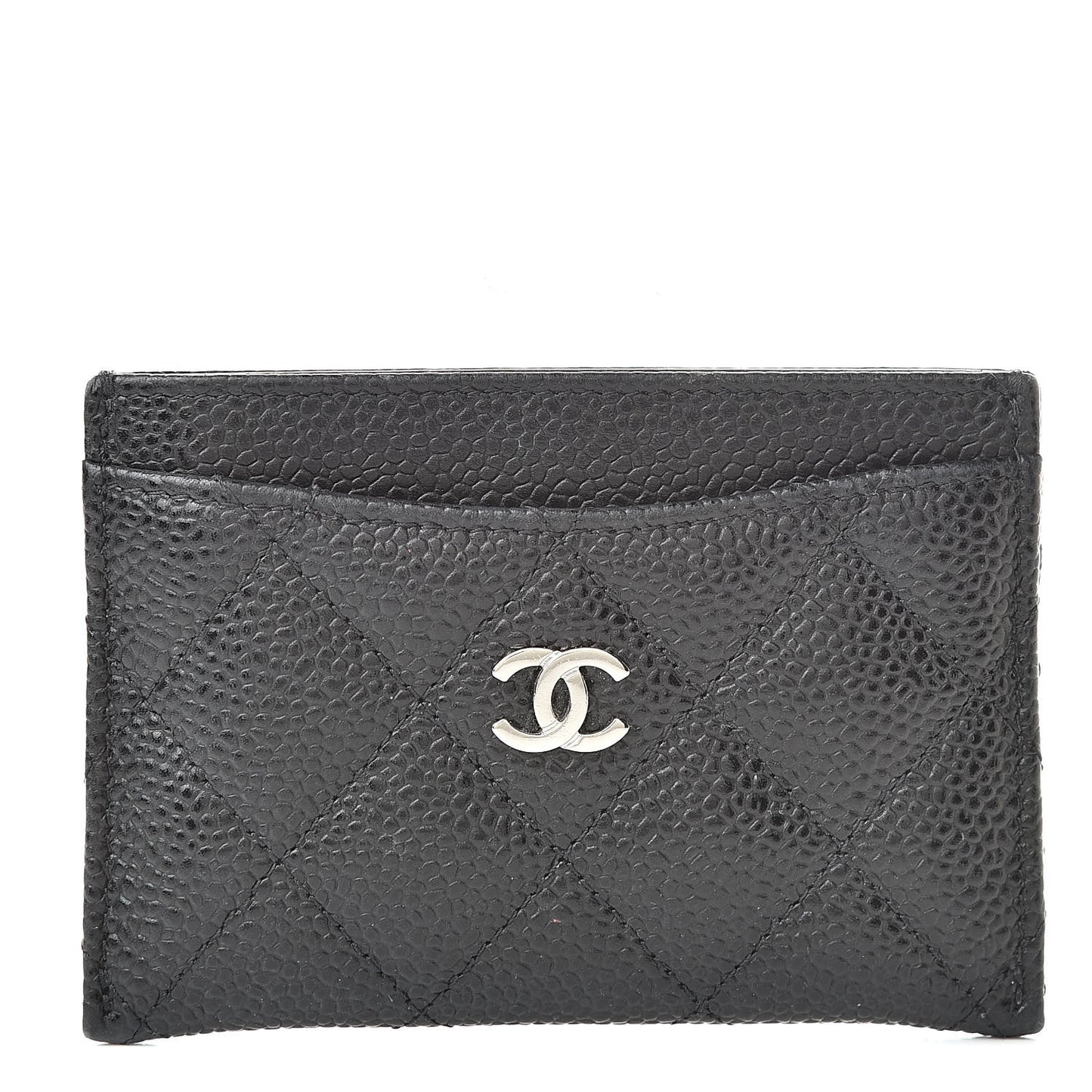 Caviar Quilted Card Holder Black
