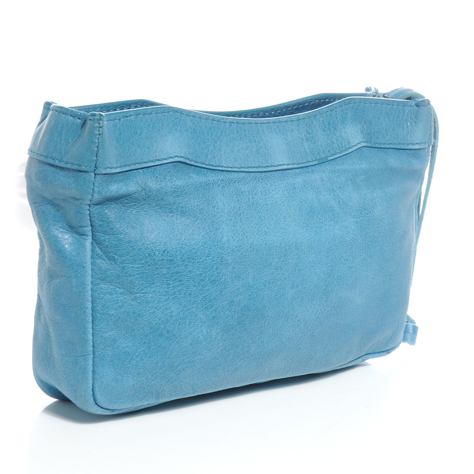 Balenciaga Chevre Porte Toilette Makeup Clutch Turquoise 3 of 7