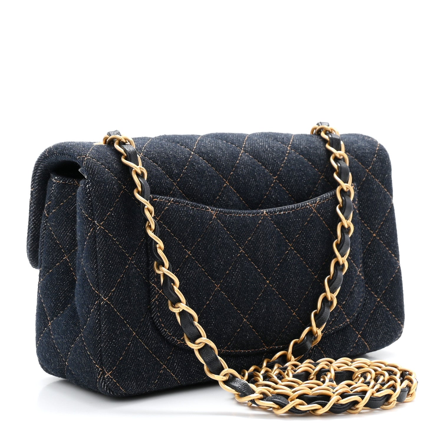 Chanel Denim Quilted Mini Rectangular Flap Dark Blue 3 of 11