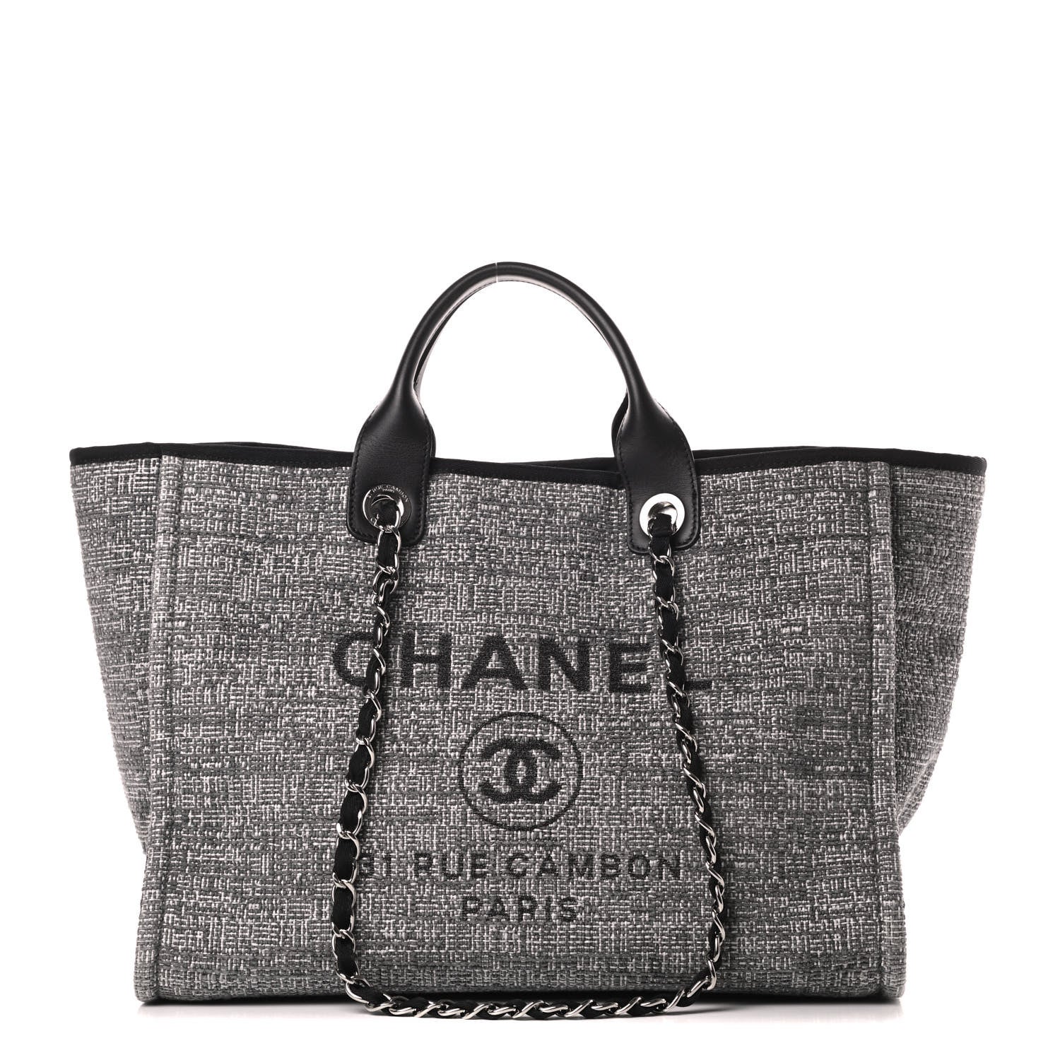 Chanel Canvas Medium Deauville Tote Charcoal 1 of 11