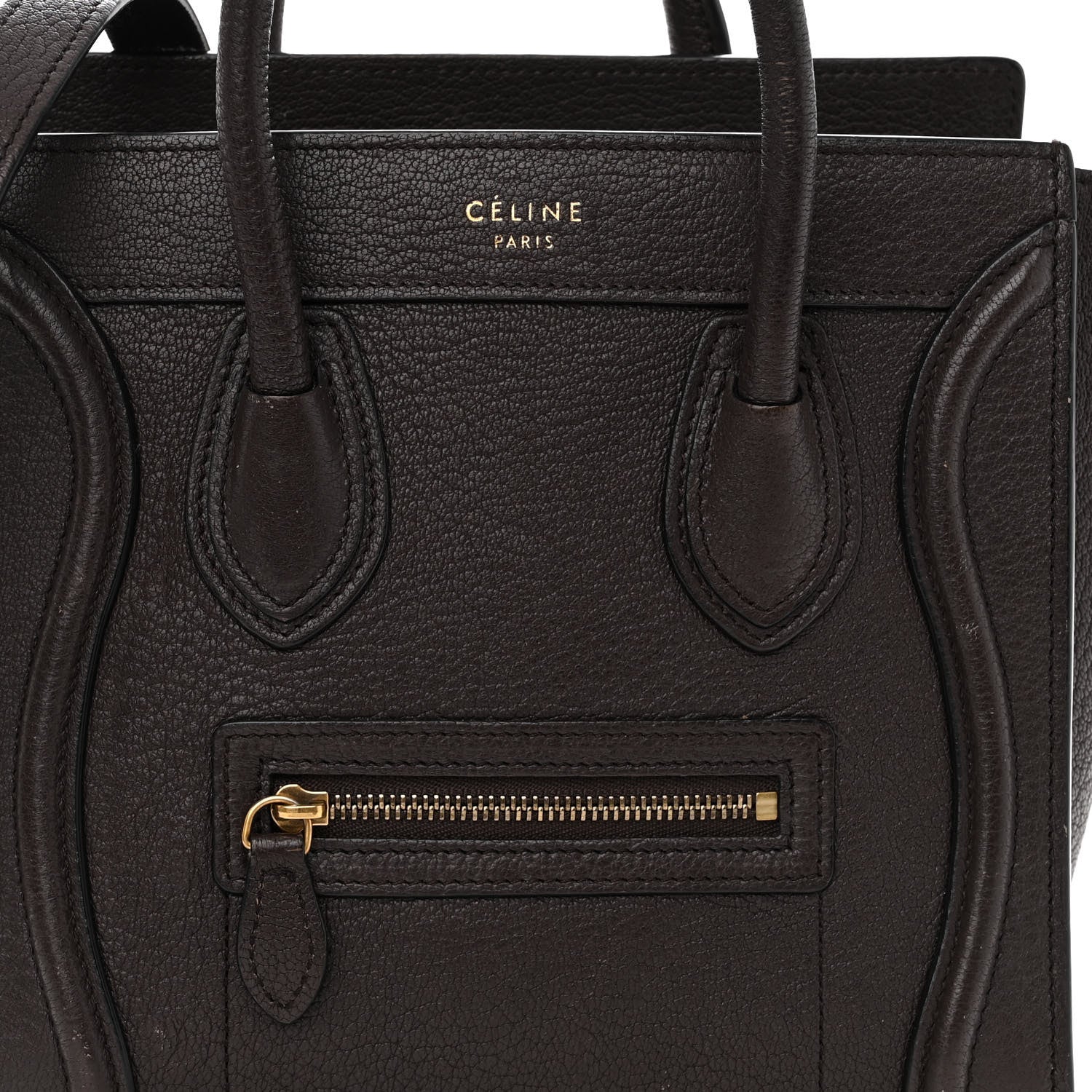 Celine Goatskin Nano Luggage Dark Taupe 7 of 10