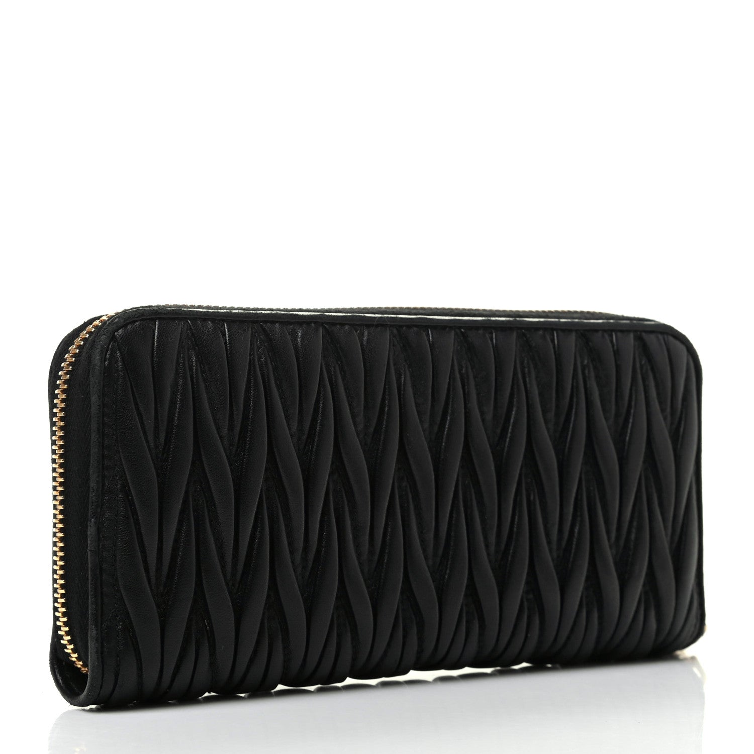 Miu Miu Matelasse Zip Around Wallet Black 3 of 9