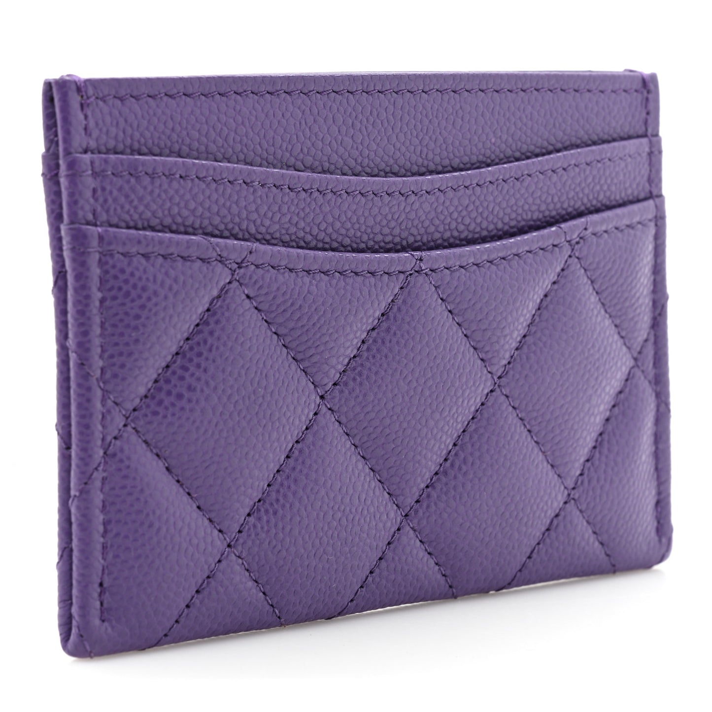 Caviar Quilted Card Holder Purple