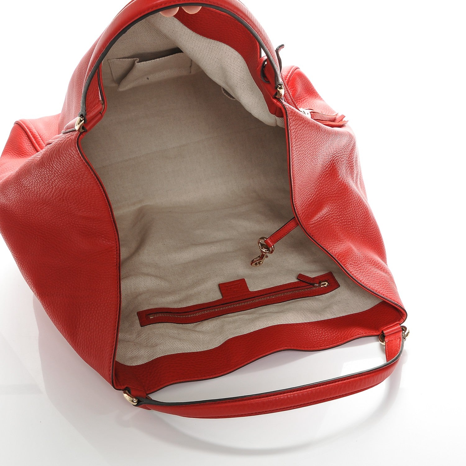 Gucci Pebbled Calfskin Large Soho Shoulder Bag Red 5 of 7