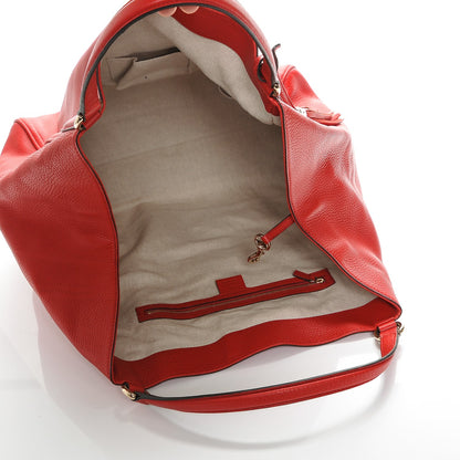 Gucci Pebbled Calfskin Large Soho Shoulder Bag Red 5 of 7