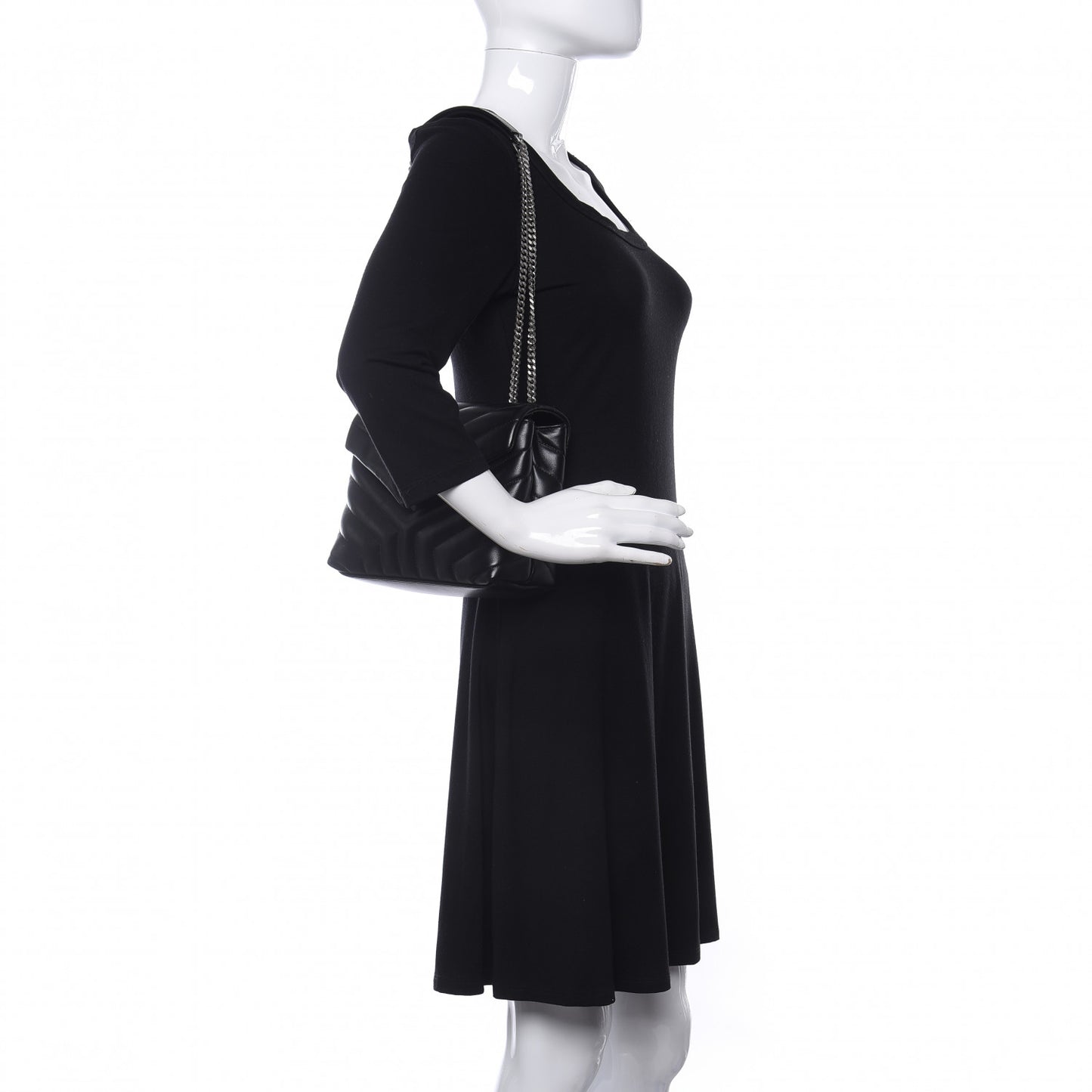 Calfskin Y Quilted Monogram Small Loulou Chain Satchel Black