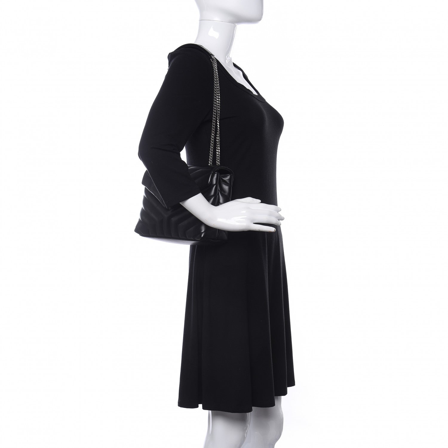 Saint Laurent Calfskin Y Quilted Monogram Small Loulou Chain Satchel Black 2 of 11