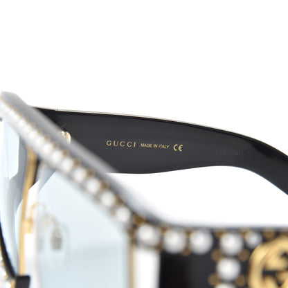 Gucci Acetate Pearl Rectangular Frame Sunglasses GG0234S Black 7 of 7