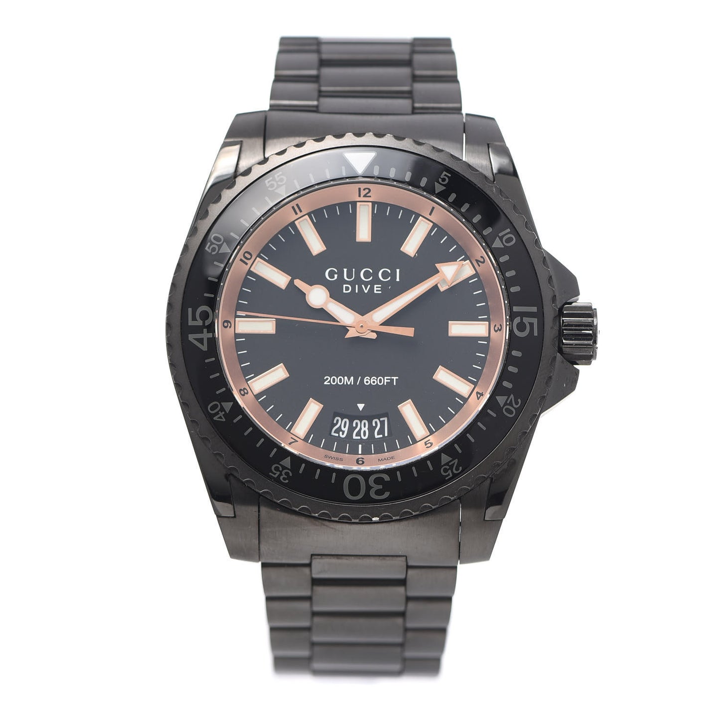 PVD Stainless Steel 45mm Dive Quartz Watch Black