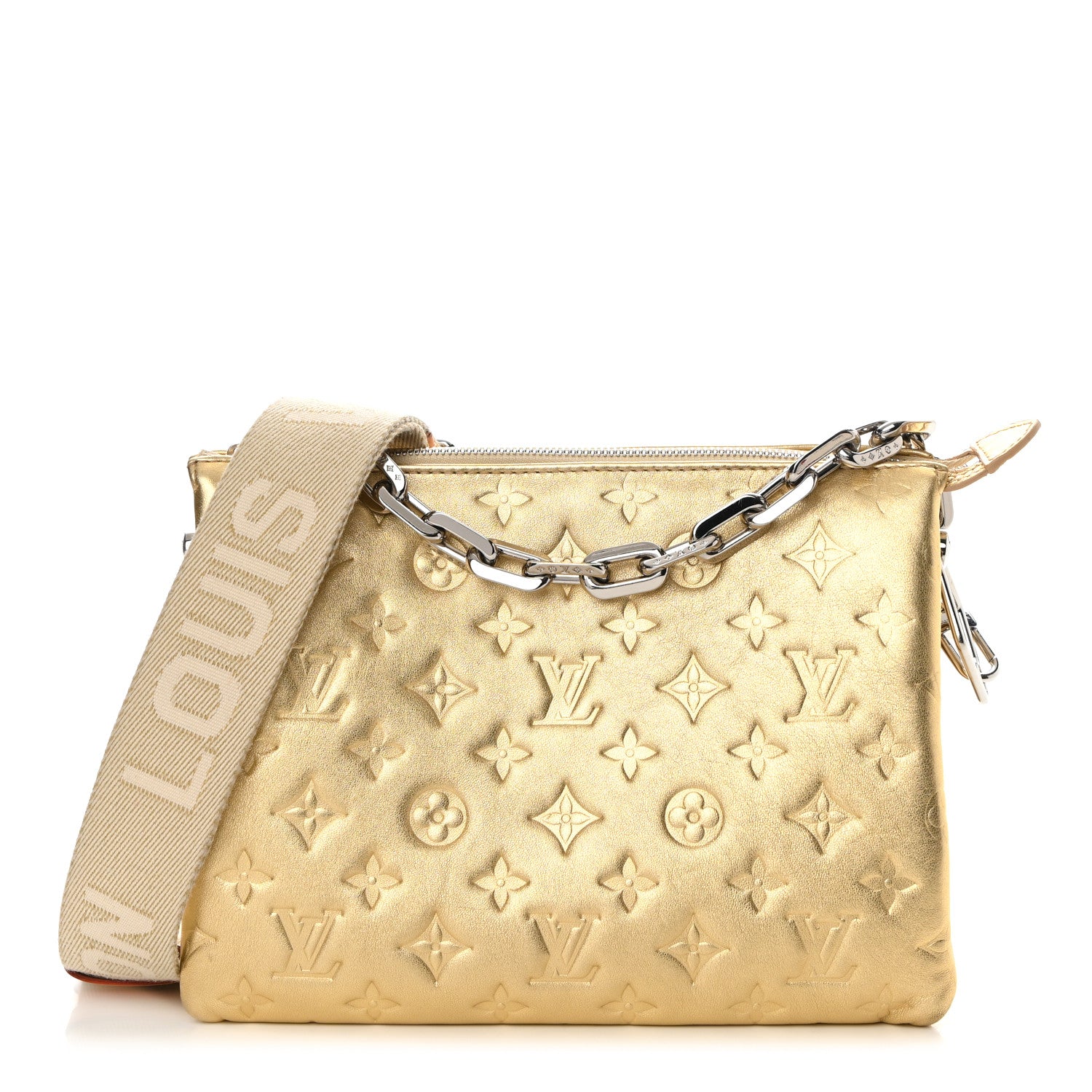 Louis Vuitton Lambskin Embossed Monogram Coussin PM Gold 1 of 14