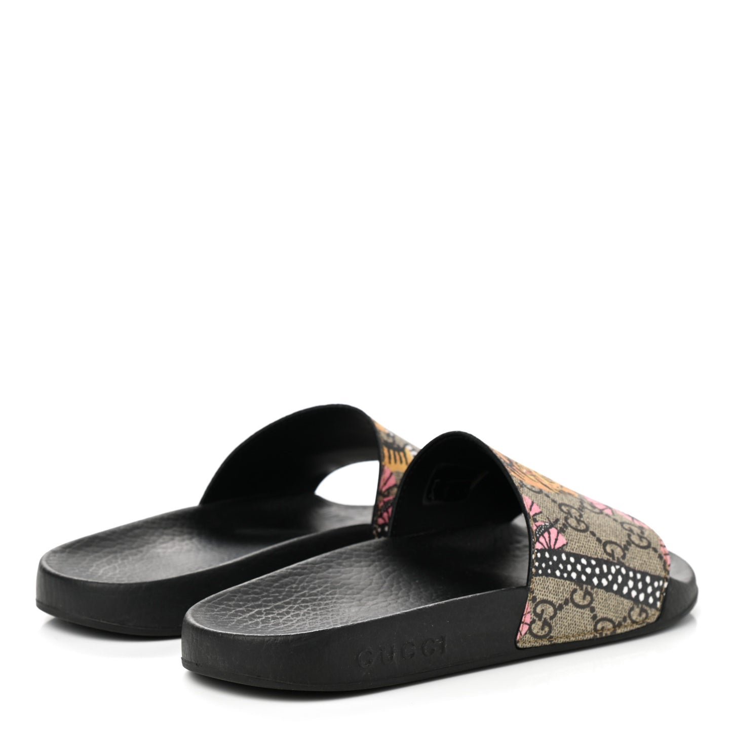 GG Supreme Monogram Bengal Slide Sandals 37 Beige Pink