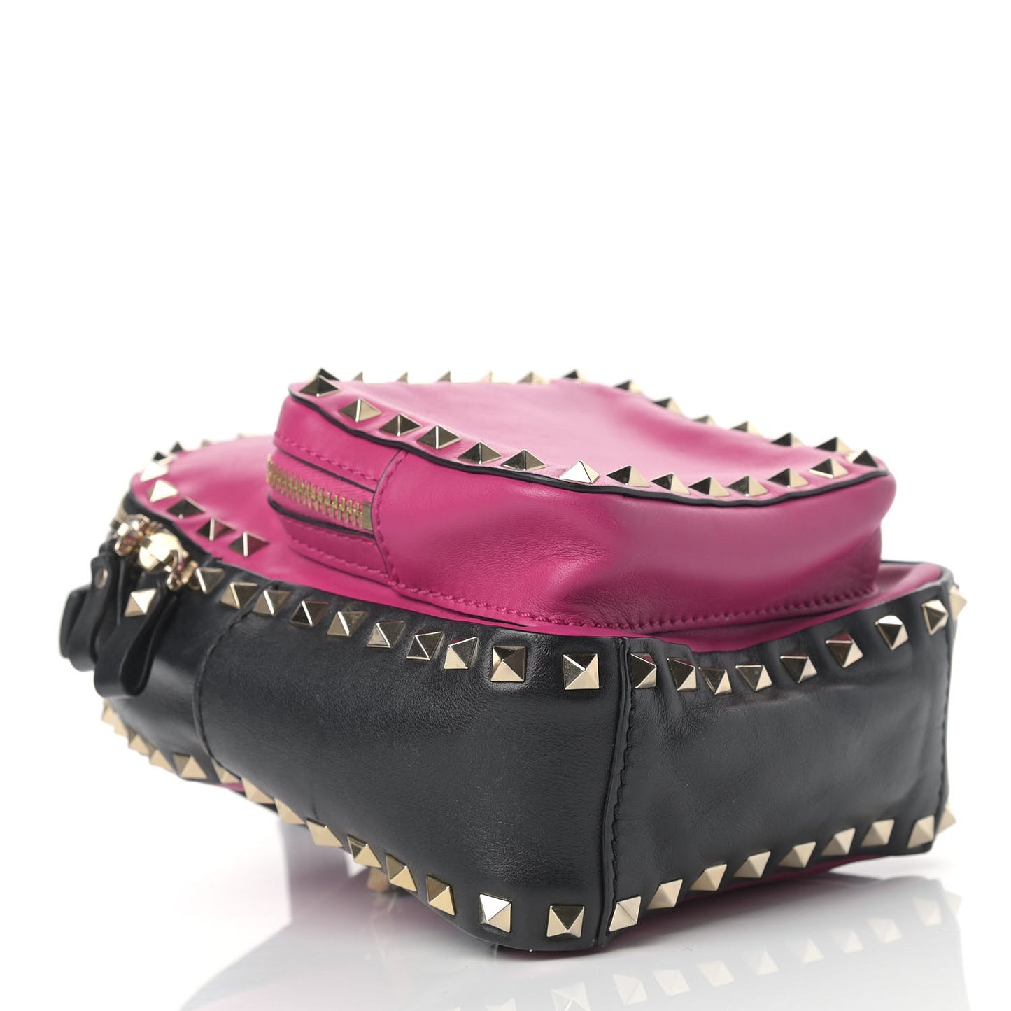 Calfskin Mini Rockstud Backpack Fuxia Black