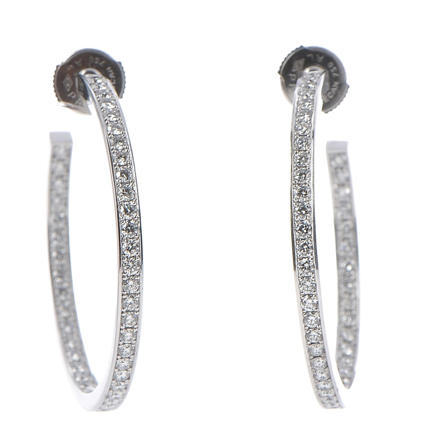 18K White Gold Diamond LM Inside Out Hoop Earrings
