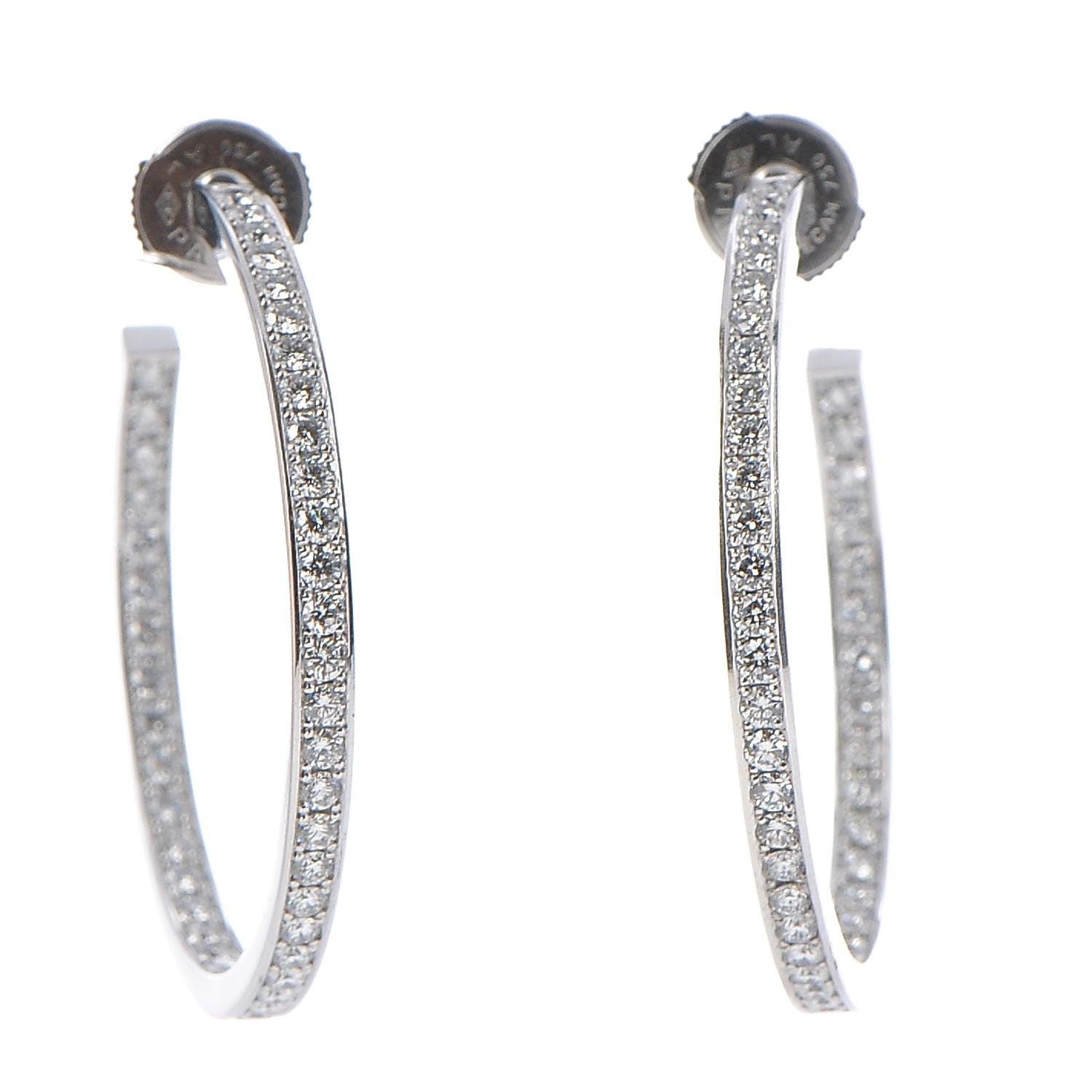 Cartier 18K White Gold Diamond LM Inside Out Hoop Earrings 1 of 5