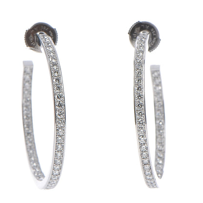 Cartier 18K White Gold Diamond LM Inside Out Hoop Earrings 1 of 5