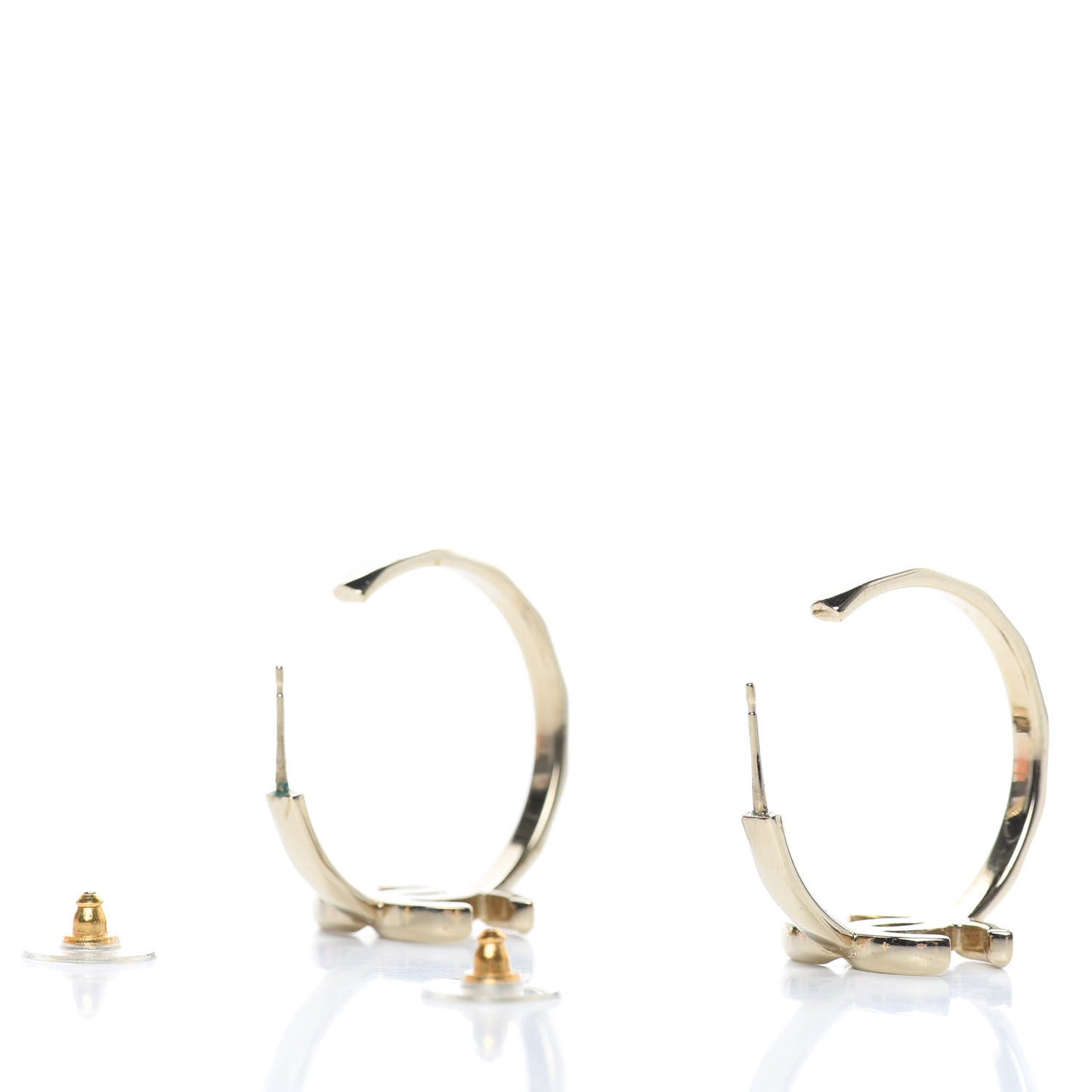 Metal Textured CC Hoop Earrings Gold