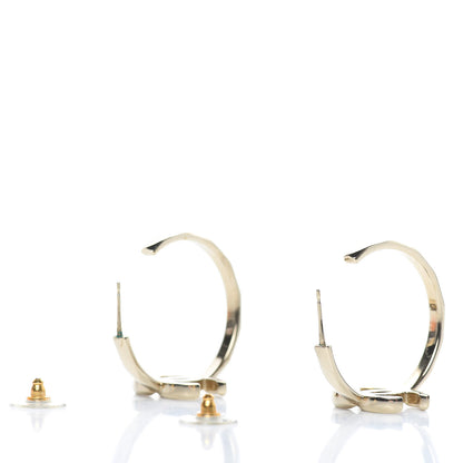 Chanel Metal Textured CC Hoop Earrings Gold 3 of 5