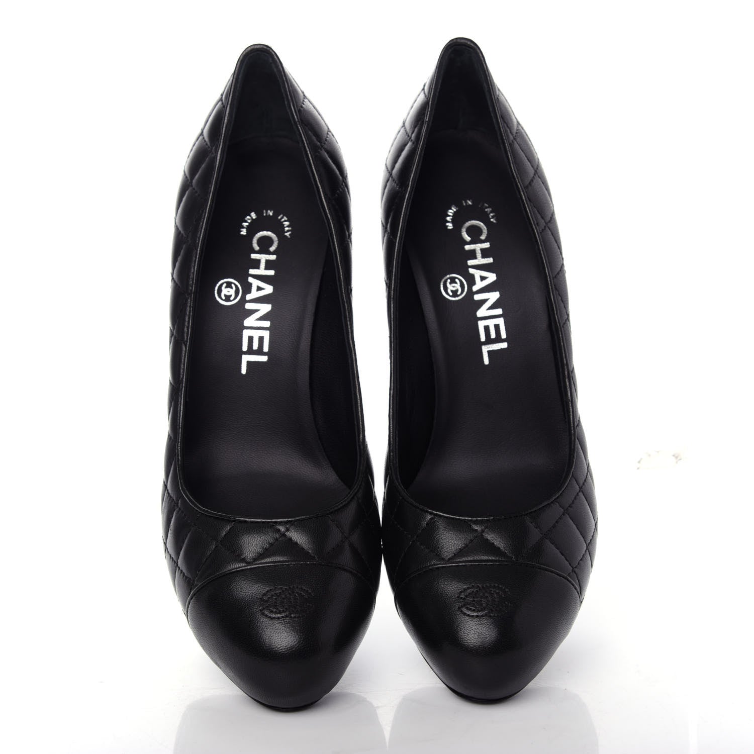 Chanel Lambskin Quilted CC Cap Toe Pumps 35.5 Black 5 of 12