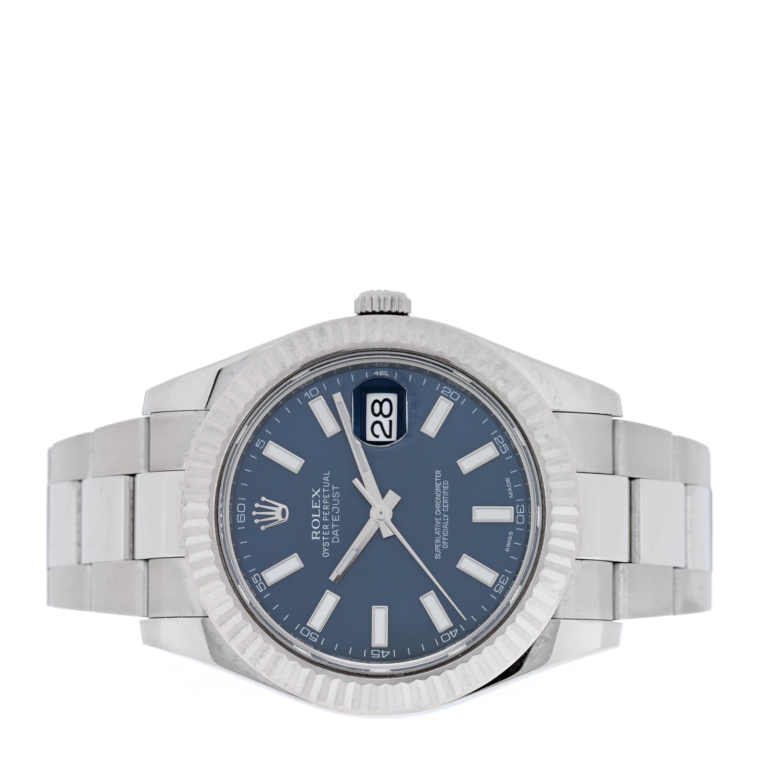 Rolex Stainless Steel 18K White Gold 41mm Oyster Perpetual Datejust Watch Blue 116334 2 of 4