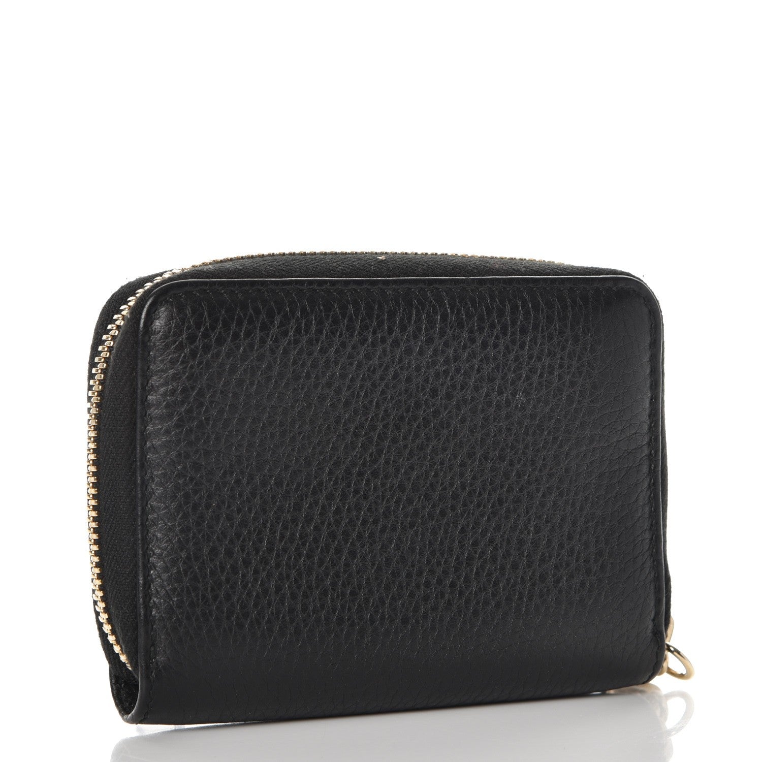 Gucci Pebbled Calfskin Soho Compact Disco Zip Around Wallet Black 3 of 8