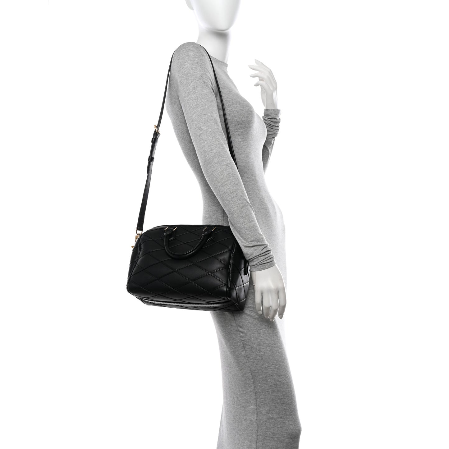 Lambskin Malletage Speedy Bandouliere 25 Black