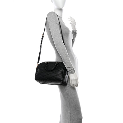 Louis Vuitton Lambskin Malletage Speedy Bandouliere 25 Black 2 of 9