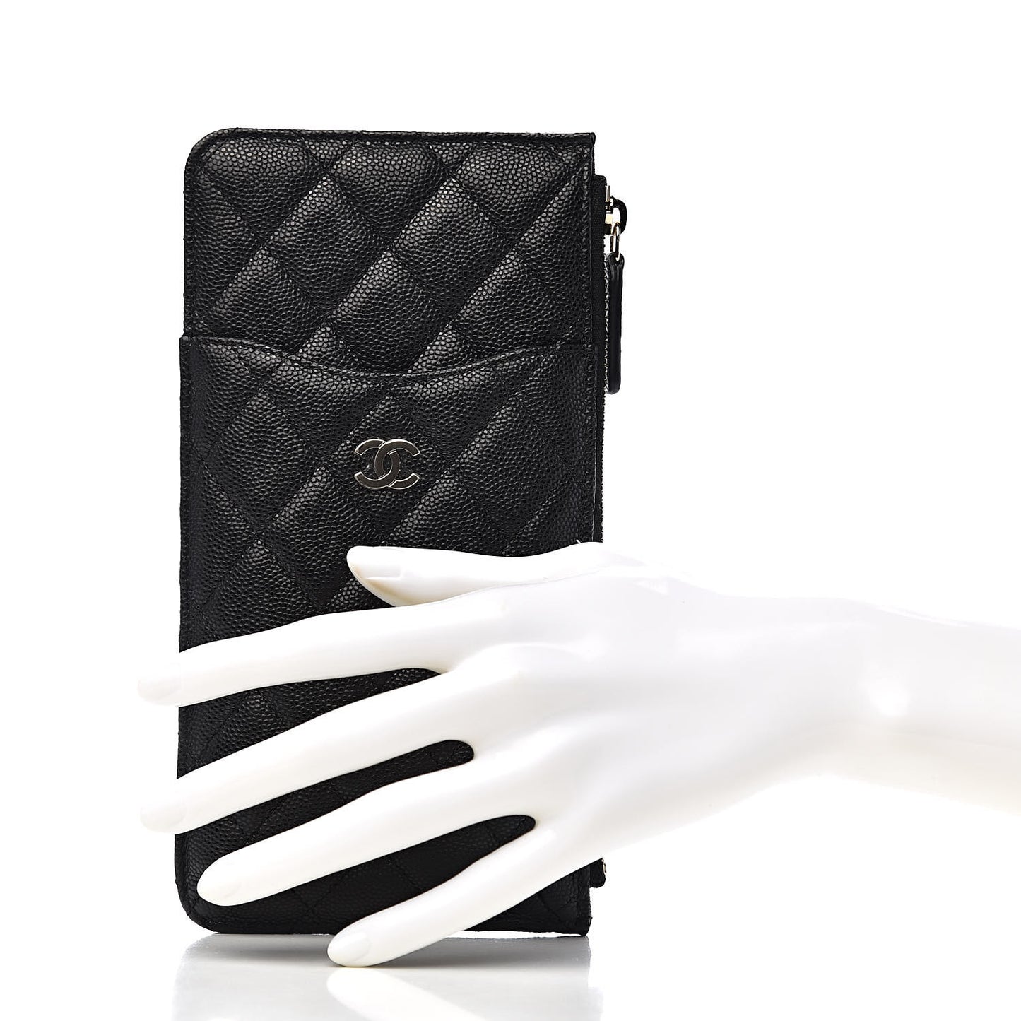 Caviar Quilted Classic Flat Wallet Pouch Black