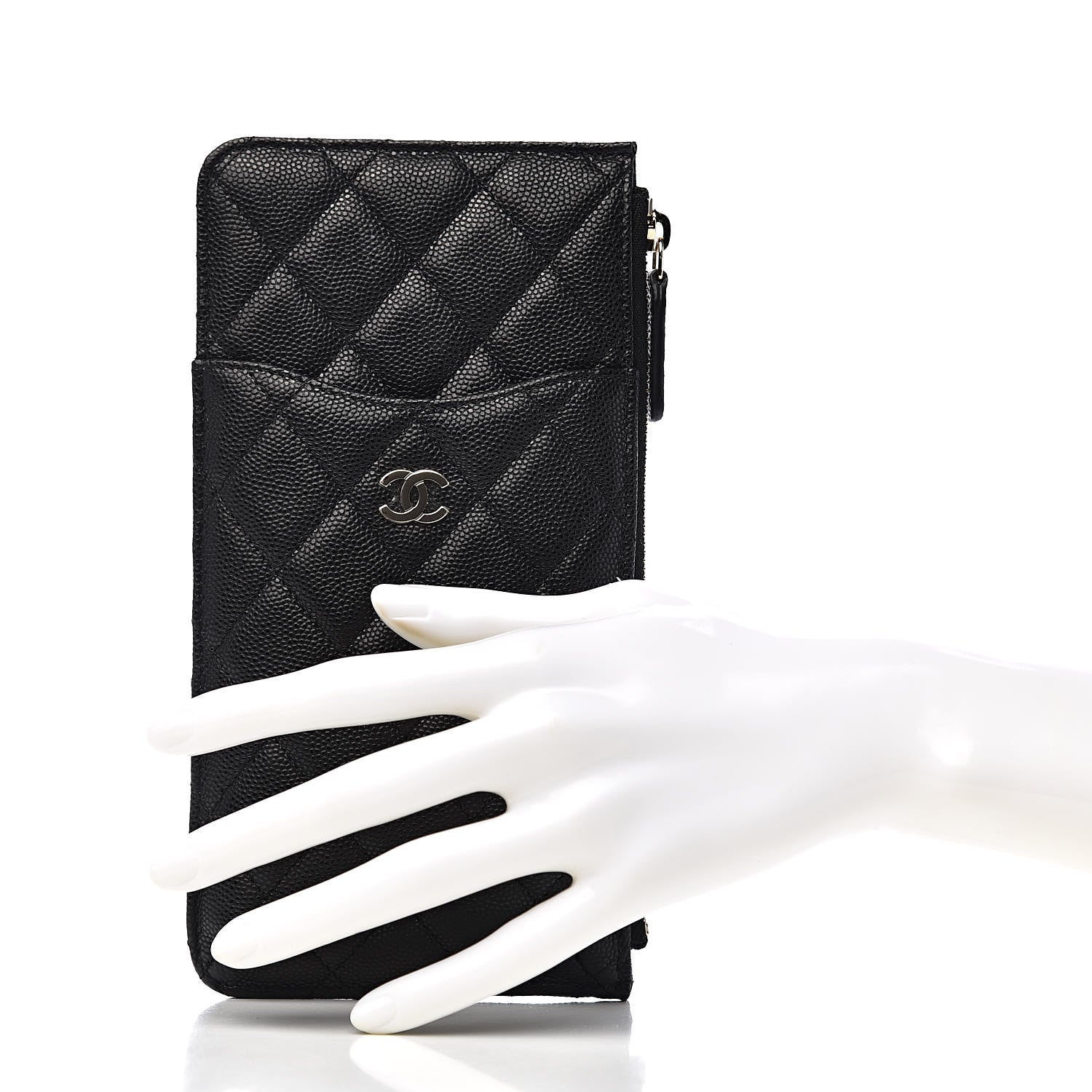 Chanel Caviar Quilted Classic Flat Wallet Pouch Black 2 of 8