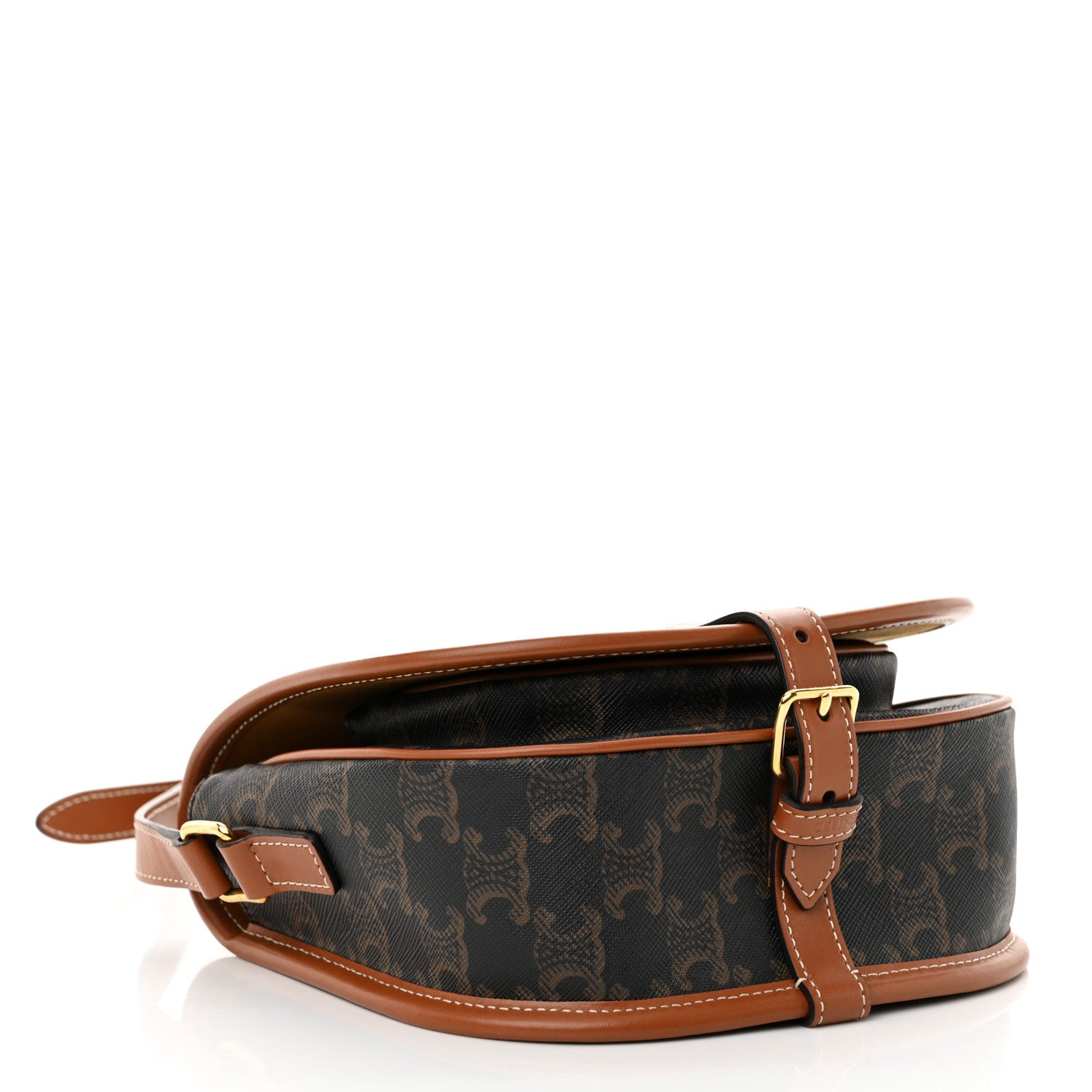 Celine Triomphe Canvas Medium Folco Bag Tan 4 of 11