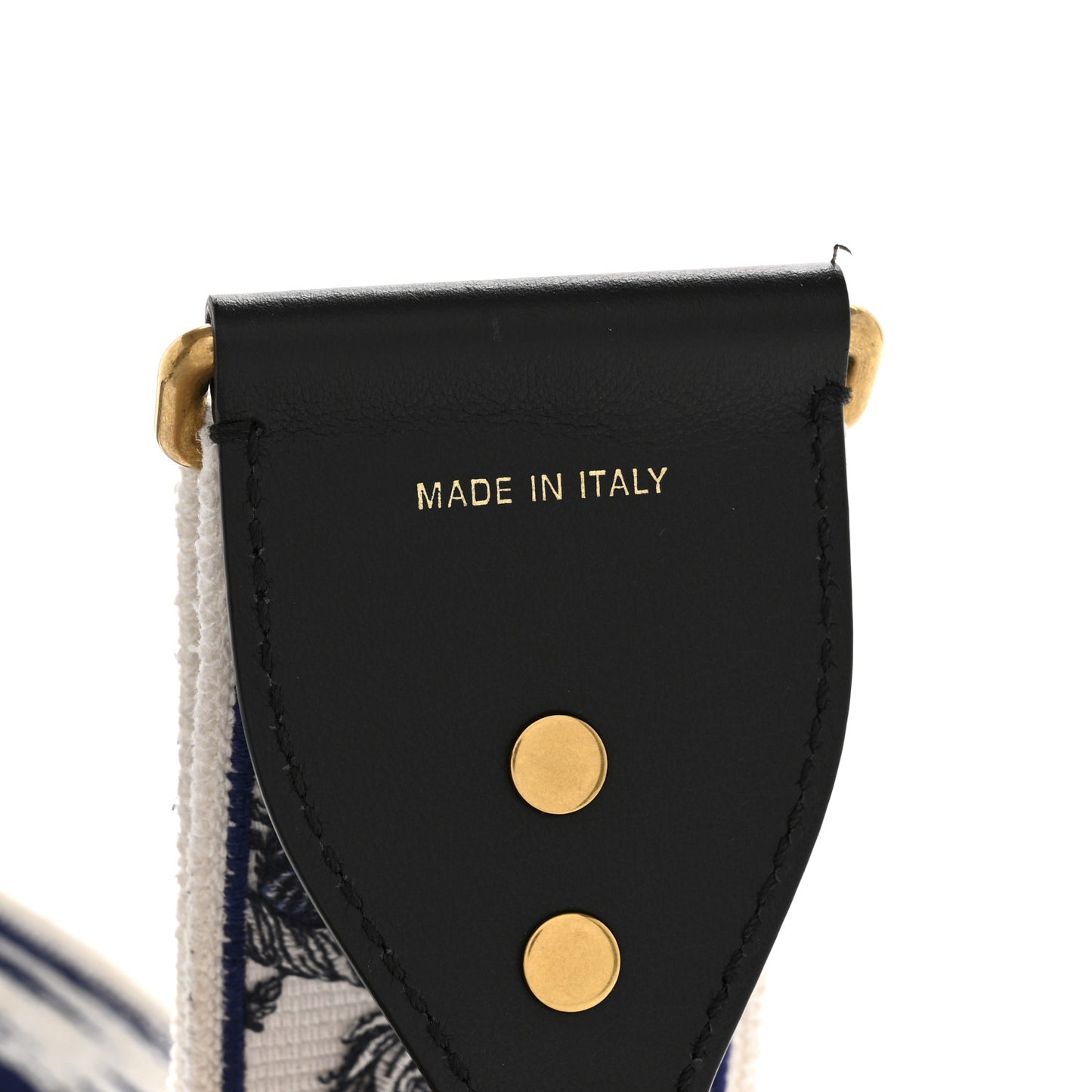 Canvas Embroidered Toile de Jouy Soleil Shoulder Strap Black White Blue