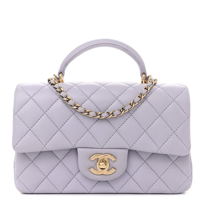 Chanel Lambskin Quilted Mini Top Handle Rectangular Flap Light Purple 1 of 12