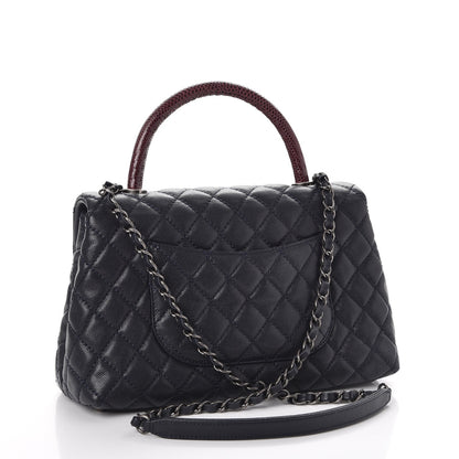 Chanel Caviar Lizard Quilted Small Coco Handle Flap Navy 3 of 9