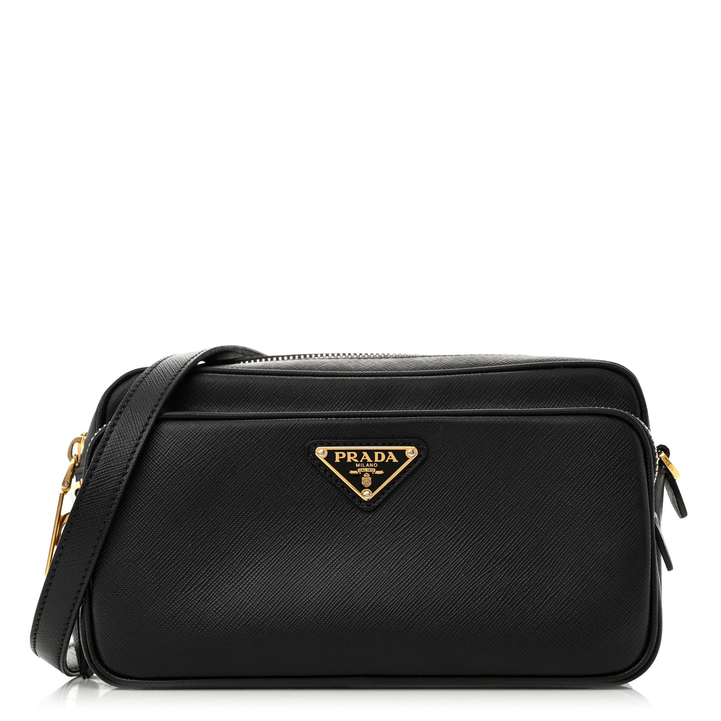 Saffiano Lux Camera Case Crossbody Bag Black