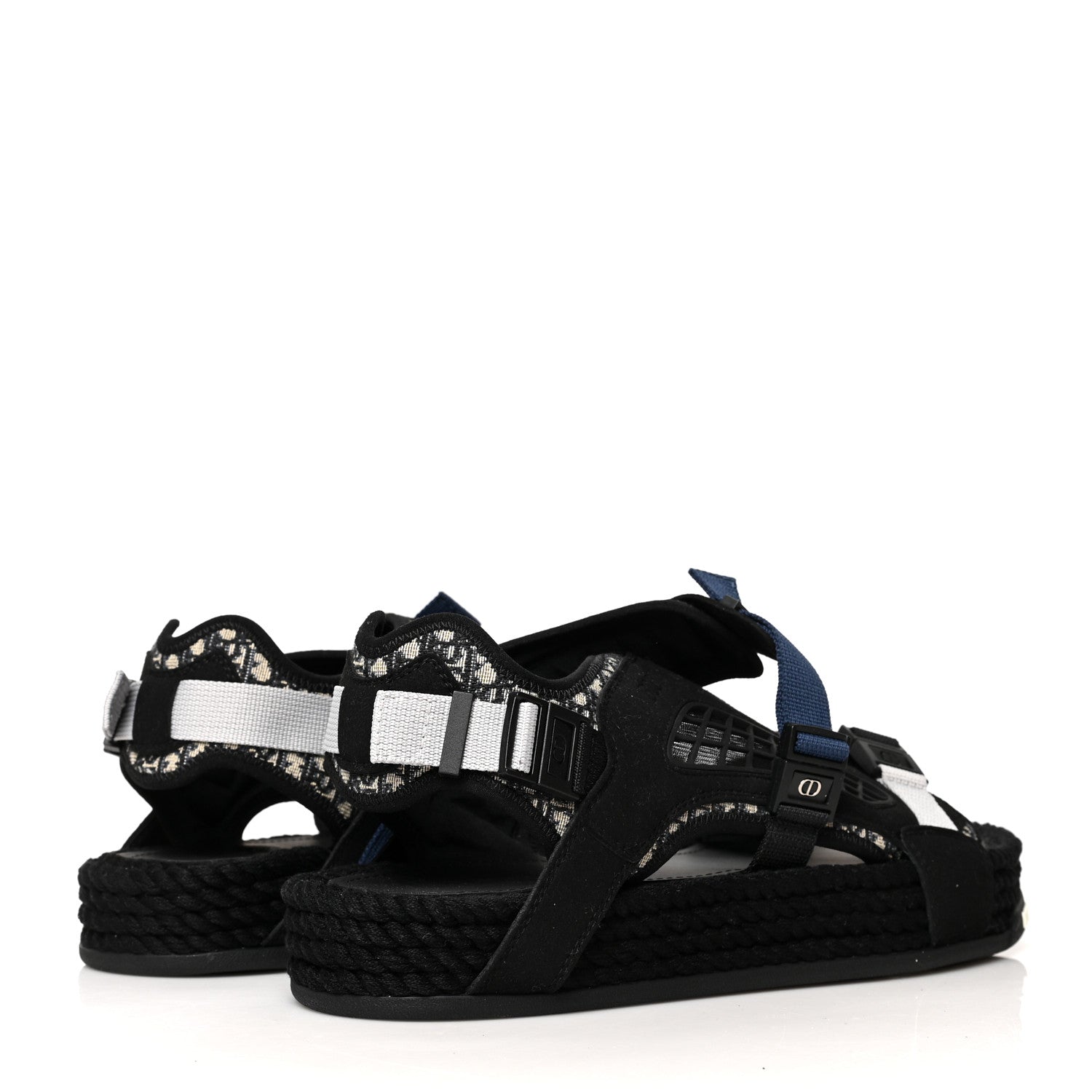 Christian Dior Technical Fabric Oblique Mens Atlas Sandals 38.5 Black Blue 4 of 8