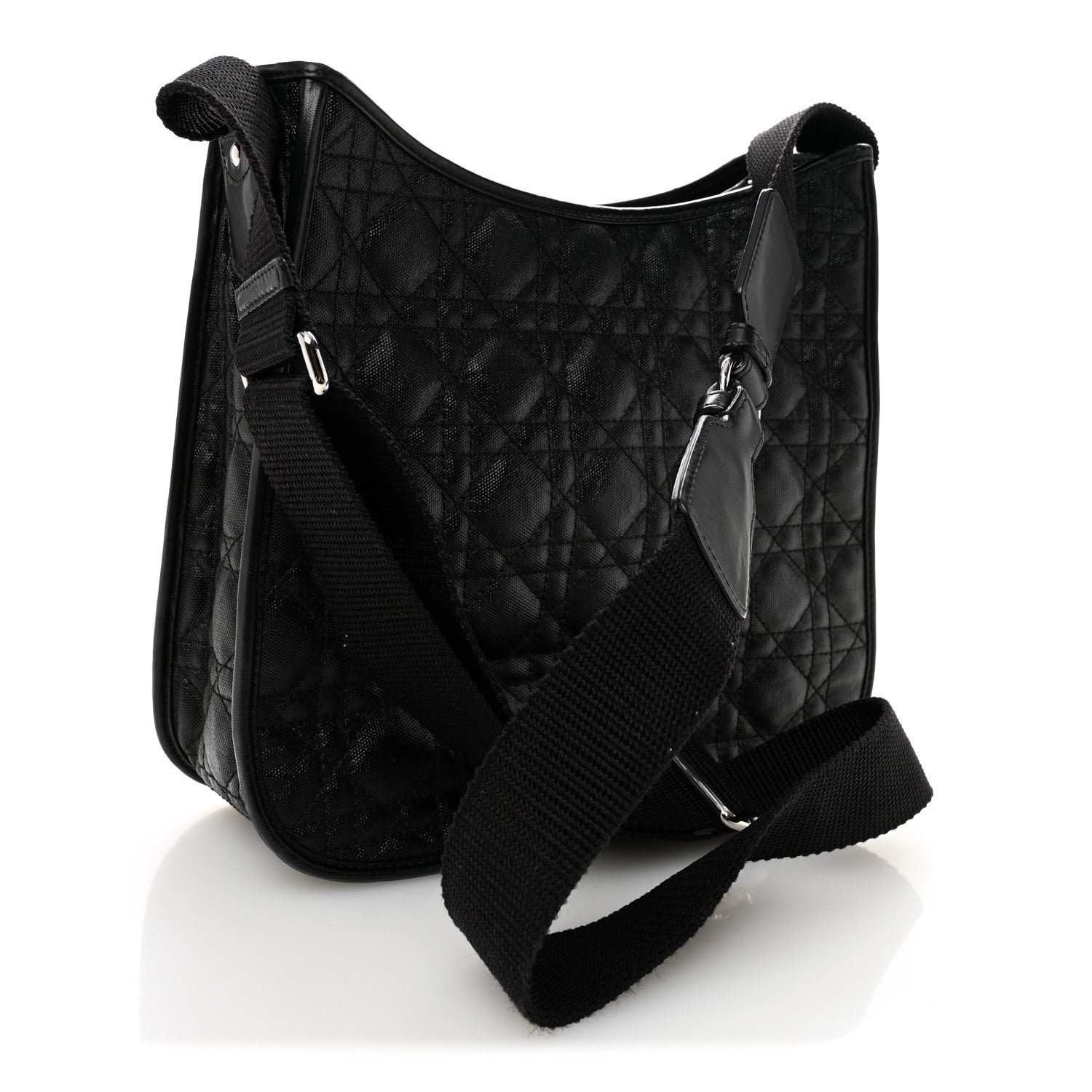 Christian Dior Coated Canvas Cannage Crossbody Bag Black 3 of 10