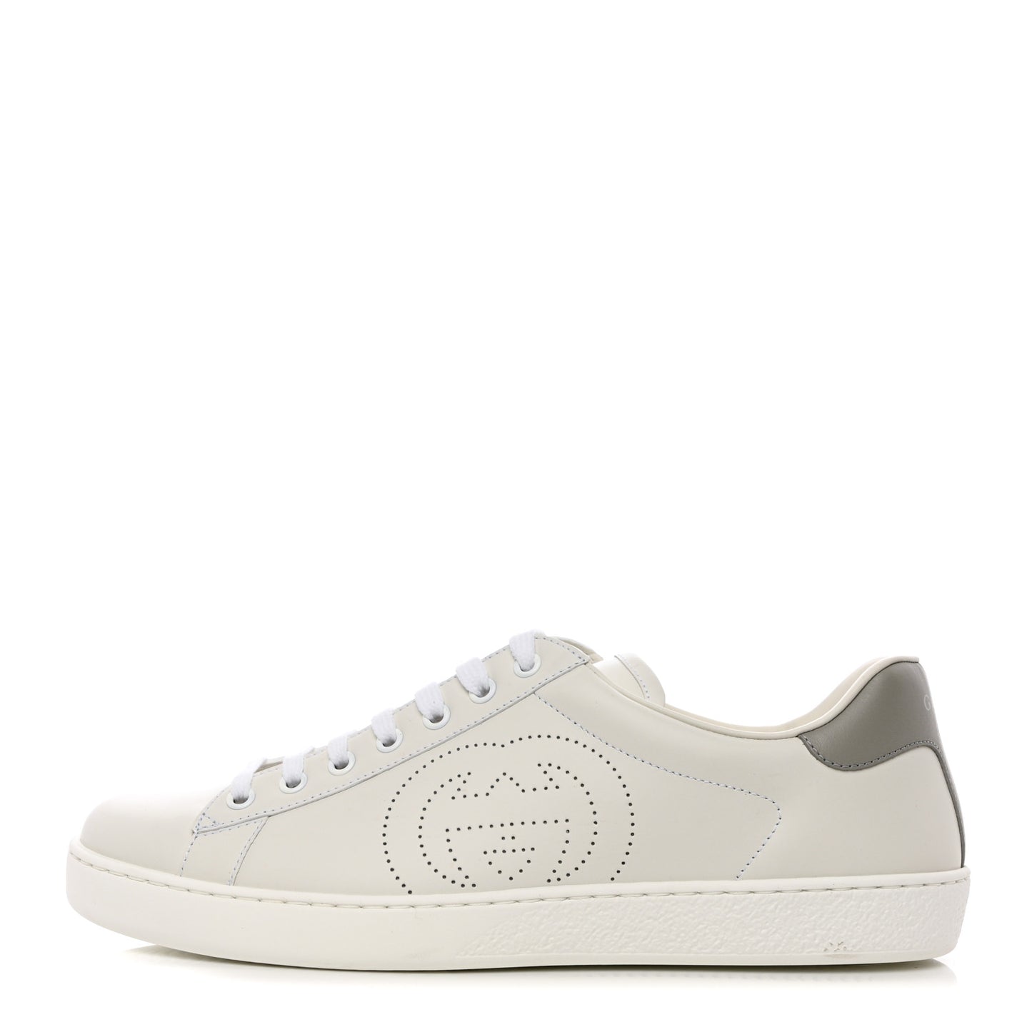 Calfskin Interlocking G Perforated Mens Ace Sneakers 9 White Grey Sky